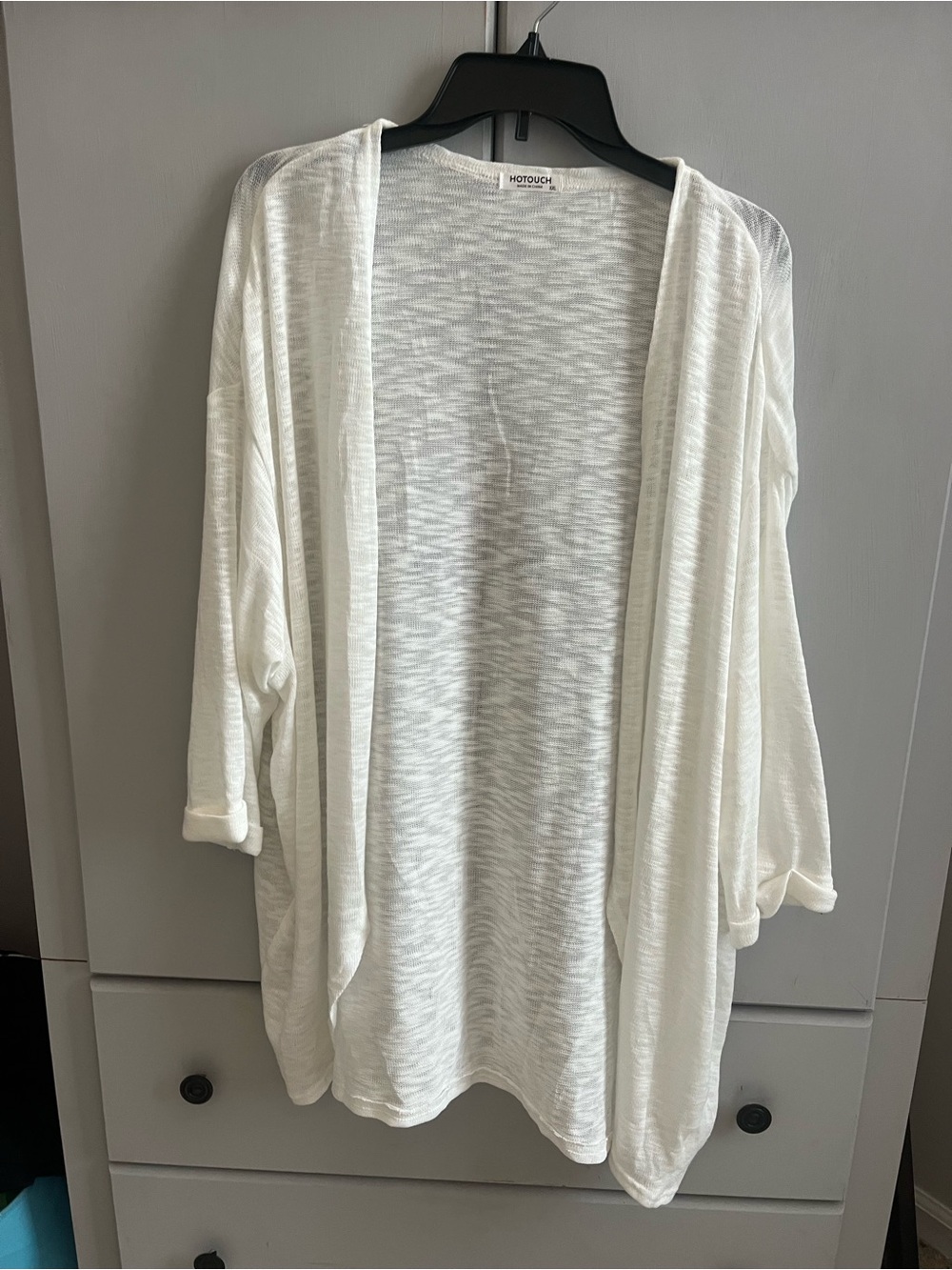 Lightweight White Open-Front Women's Cardigan by Hot Touch